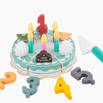 Wooden Role Play Toy Birthday Cake Pretend Play Kitchen Toy