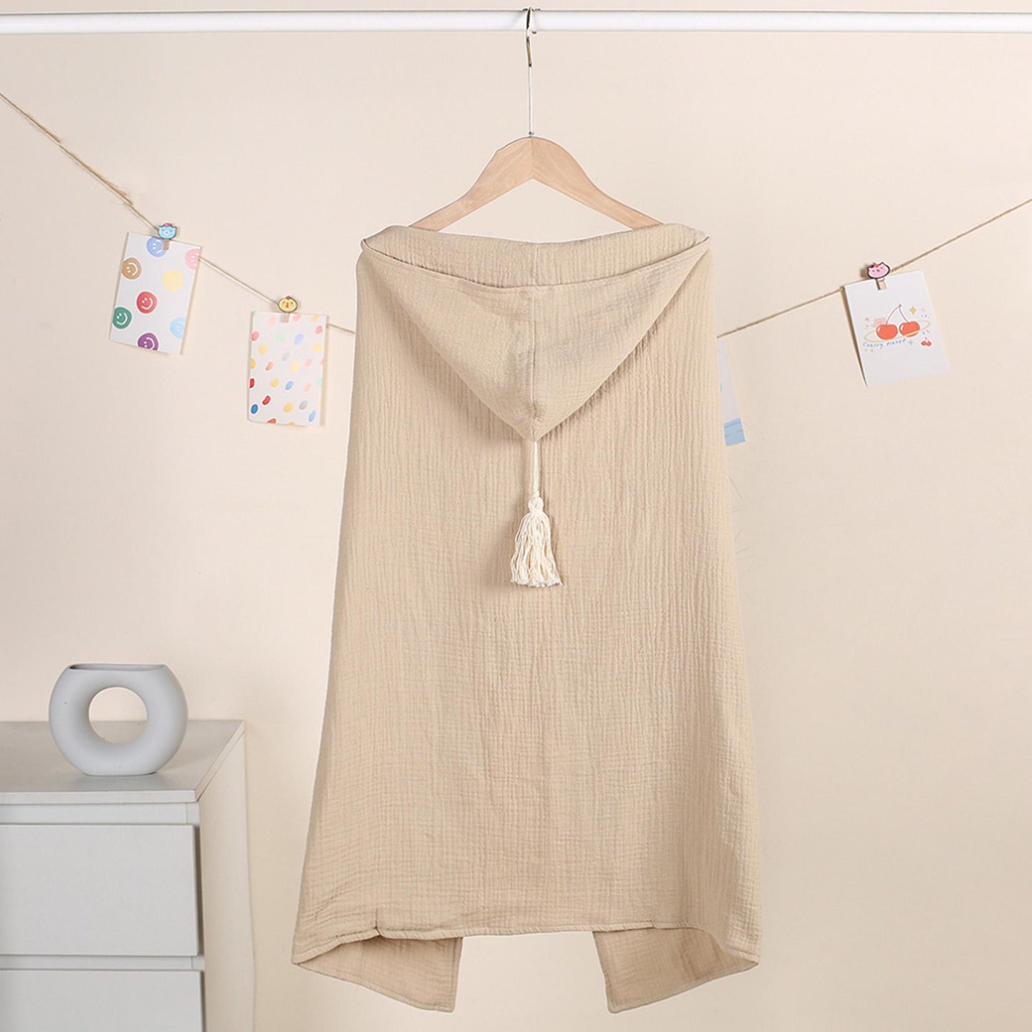 personalised 100days baby gift set muslin hood swaddle beige
