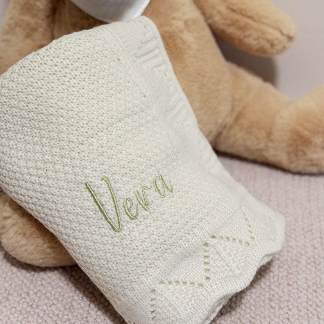 personalised baby gift set white blanket