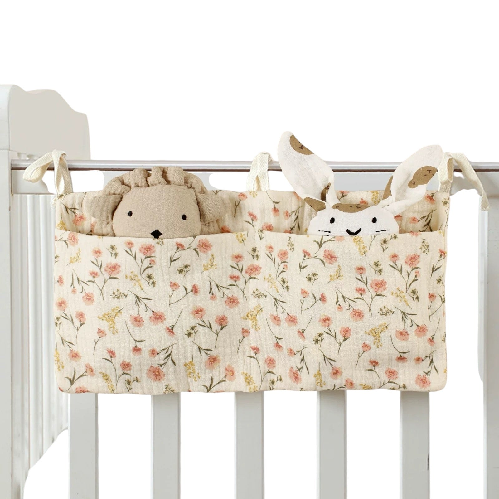 Floral-crib-organizer-pink